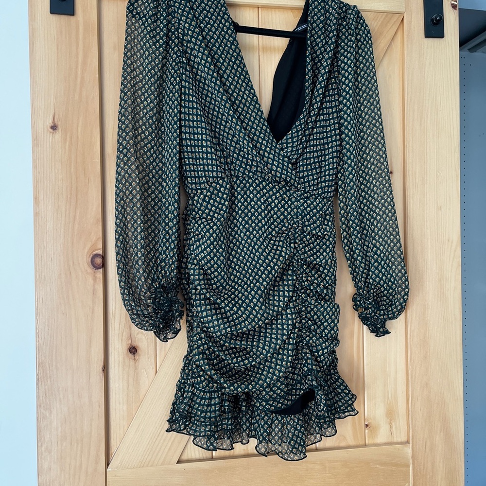 Zara - Chic Black and Gold Patterned Dress